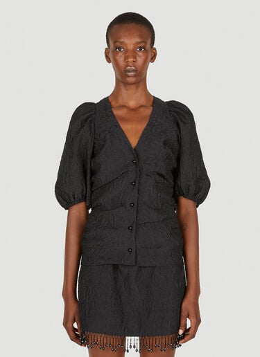 GANNI Puff Sleeve Shirt Black gan0251076