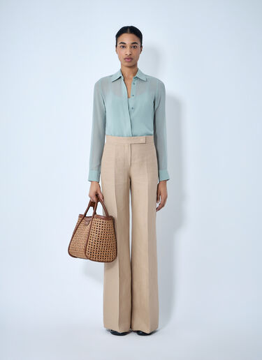 Max Mara High-Waisted Wide-Leg Trousers Beige max0264301