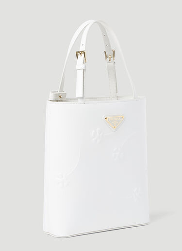 Prada Flower Embossed Mini Tote Bag White pra0254055