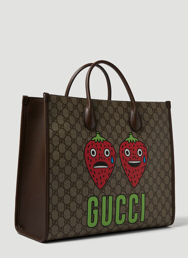Gucci Strawberry Print GG Tote Bag Brown guc0150224