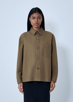Saint Laurent Cotton Shirt Brown sla0262005