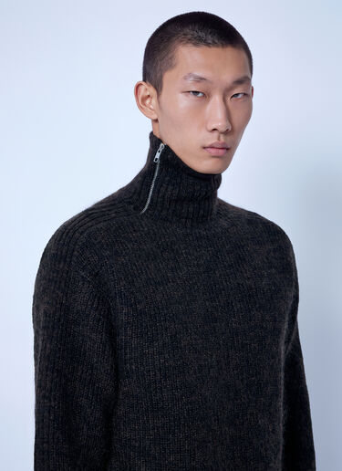 LN-CC® - Entire Studios: Knit Zip Turtleneck - Dark Brown Entire Studios Knit Zip Turtleneck Dark Brown ent0166001