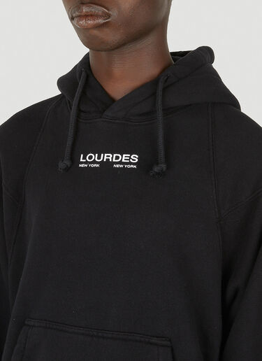 Lourdes Logo Print Basic Hooded Sweatshirt Black lou0149004