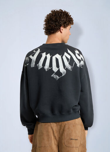 LN-CC® - Palm Angels: Big Neck Logo Loose Sweatshirt - Black Palm Angels Big Neck Logo Loose Sweatshirt Black pma0166133