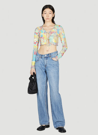 GANNI Printed Self-Tie Top Yellow gan0253007