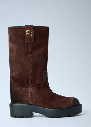 Miu Miu Suede Boots Brown miu0266004