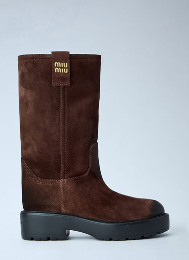 Miu Miu Suede Boots Brown miu0266004