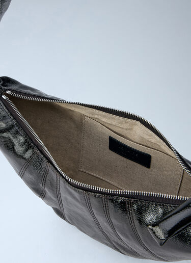 LN-CC® - Lemaire: Small Croissant Bag in Coated Cotton - Dark Brown Lemaire Small Croissant Bag in Coated Cotton Dark Brown lem0266031