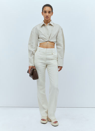 Jacquemus 라 슈미즈 플리다오 셔츠 라이트 베이지 jac0254021