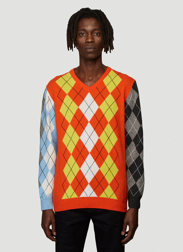 Pringle of Scotland Patchwork Argyle Sweater Orange pos0340004