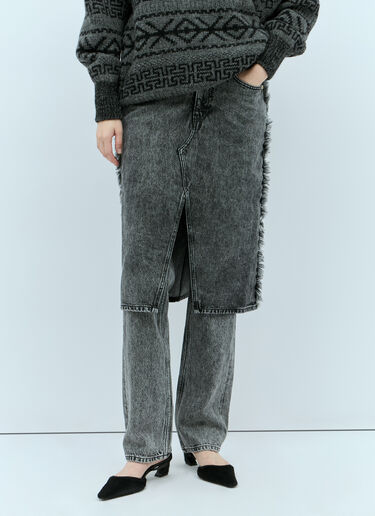 GANNI Snow Washed Skirt Jeans Black gan0254007