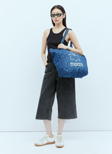 Isabel Marant Yenky Logo Embroidery Denim Tote Bag Blue ibm0253045