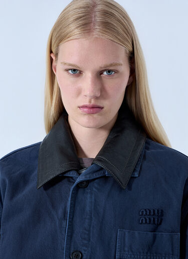 Miu Miu Single-Breasted Garment-Dyed Gabardine Jacket Blue miu0264102