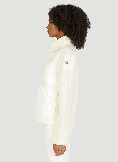 Moncler Quilted Zip Knit Jacket Cream mon0249025
