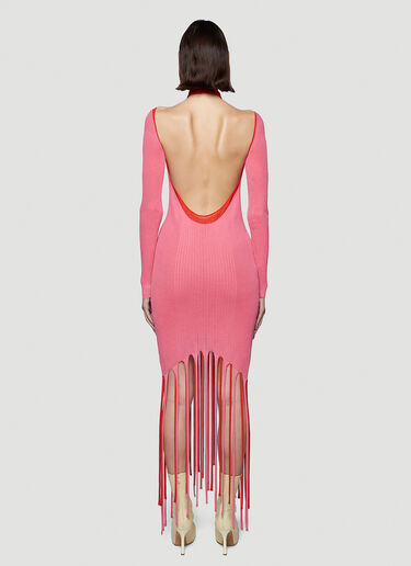 Bottega Veneta Fringed Hem Knit Dress Pink bov0241018