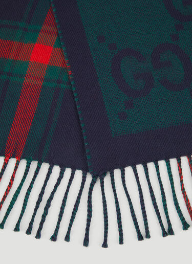 Gucci GG Reversible Check Scarf Blue guc0251090