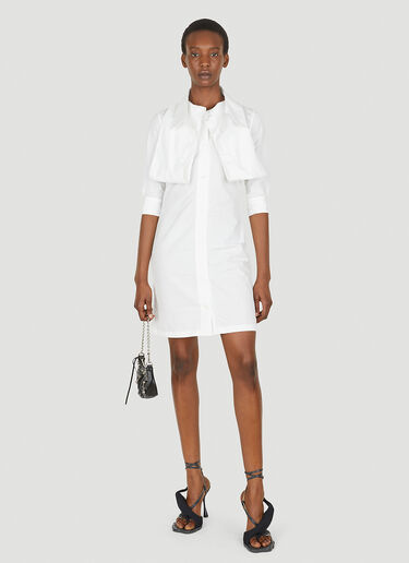 Lourdes Extended Collar Shirt Dress White lou0249007