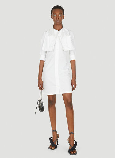 Lourdes Extended Collar Shirt Dress White lou0249007