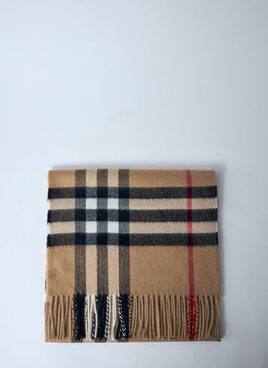 Burberry Giant Check Cashmere Scarf Beige bur0359001