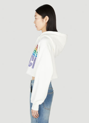 Gucci Logo Embellished Hooded Sweatshirt White guc0251186