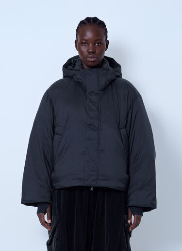 LN-CC® - Y-3: Hooded Puffer Jacket - Black Y-3 Hooded Puffer Jacket Black yyy0265007