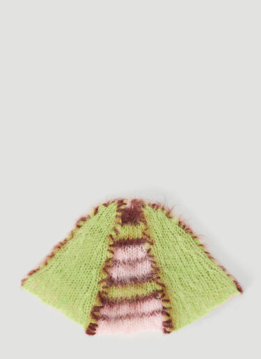 Marni Fuzzy Stripe Beanie Hat Green mni0153022