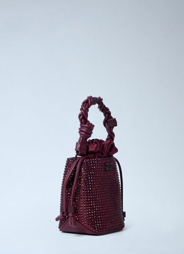 GANNI Mini Bou Bucket Handbag Burgundy gan0263037