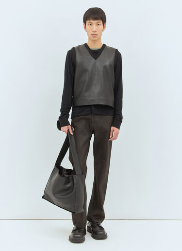 Dries Van Noten Leather And Knit Vest Black dvn0158015
