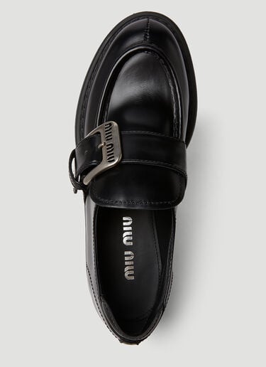 Miu Miu Buckled Platform Loafers Black miu0250048