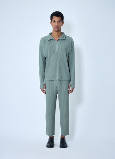 Homme Plissé Issey Miyake Pleated Quater Zip-Up Sweatshirt Olive hmp0163005