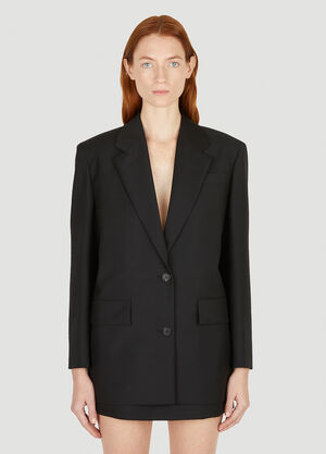 GANNI Logo Patch Suit Blazer Black gan0260008