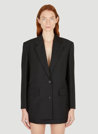 Prada Logo Patch Suit Blazer Black pra0251003