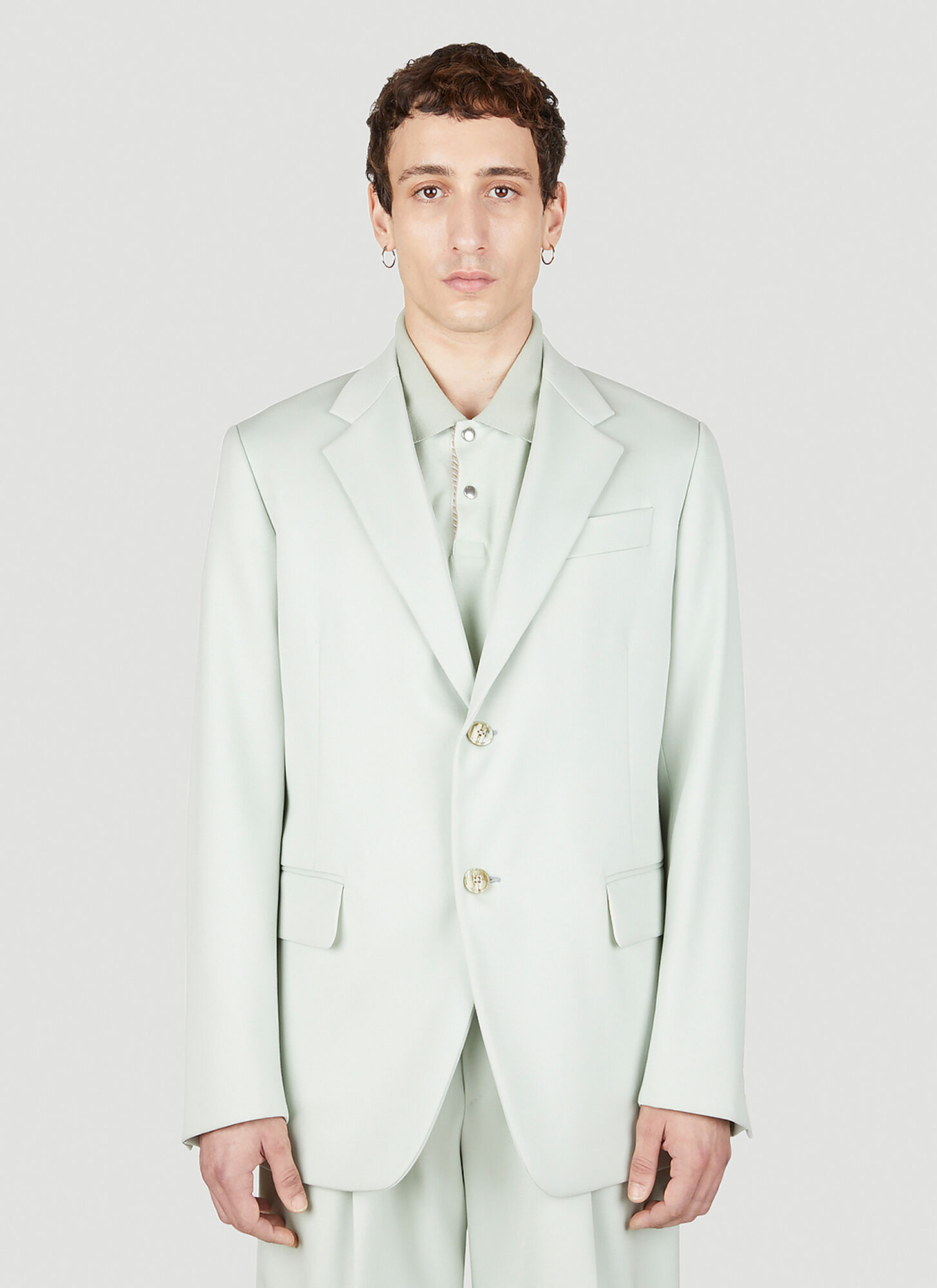 Lanvin Single-breasted Wool Jacket In Light Green