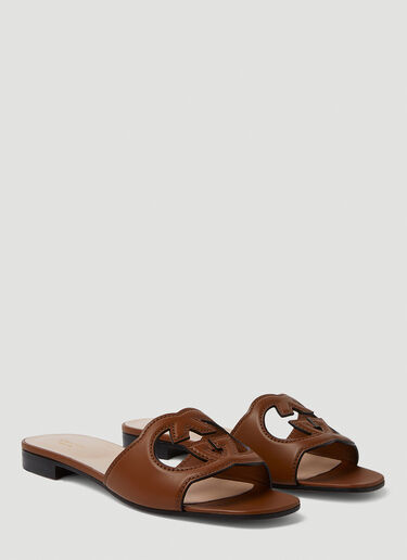 Interlocking G Cut-Out Sandals Gucci Interlocking G Cut-Out Sandals Brown guc0250114