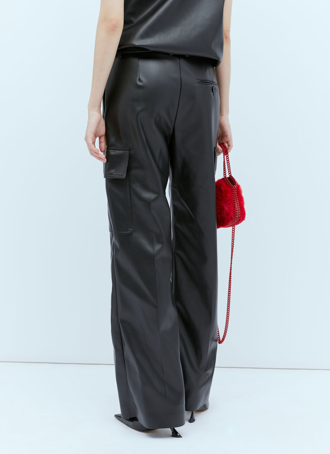 Shop Stella Mccartney Cargo Vegan Leather Pants In Black