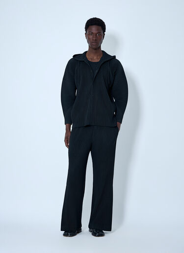 Homme Plissé Issey Miyake Pinstripe Hooded Jacket Black hmp0164002