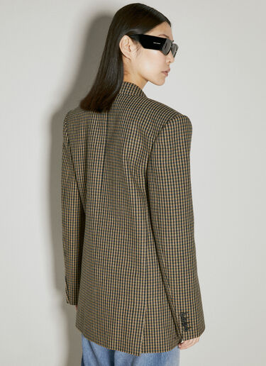 Saint Laurent Oversized Vichy Wool Blazer Brown sla0254017