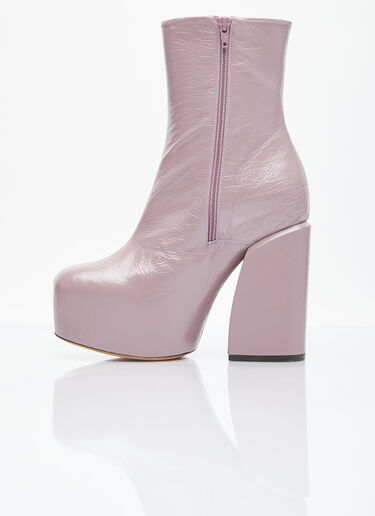 Dries Van Noten Platform Heel Leather Boots Lilac dvn0254035