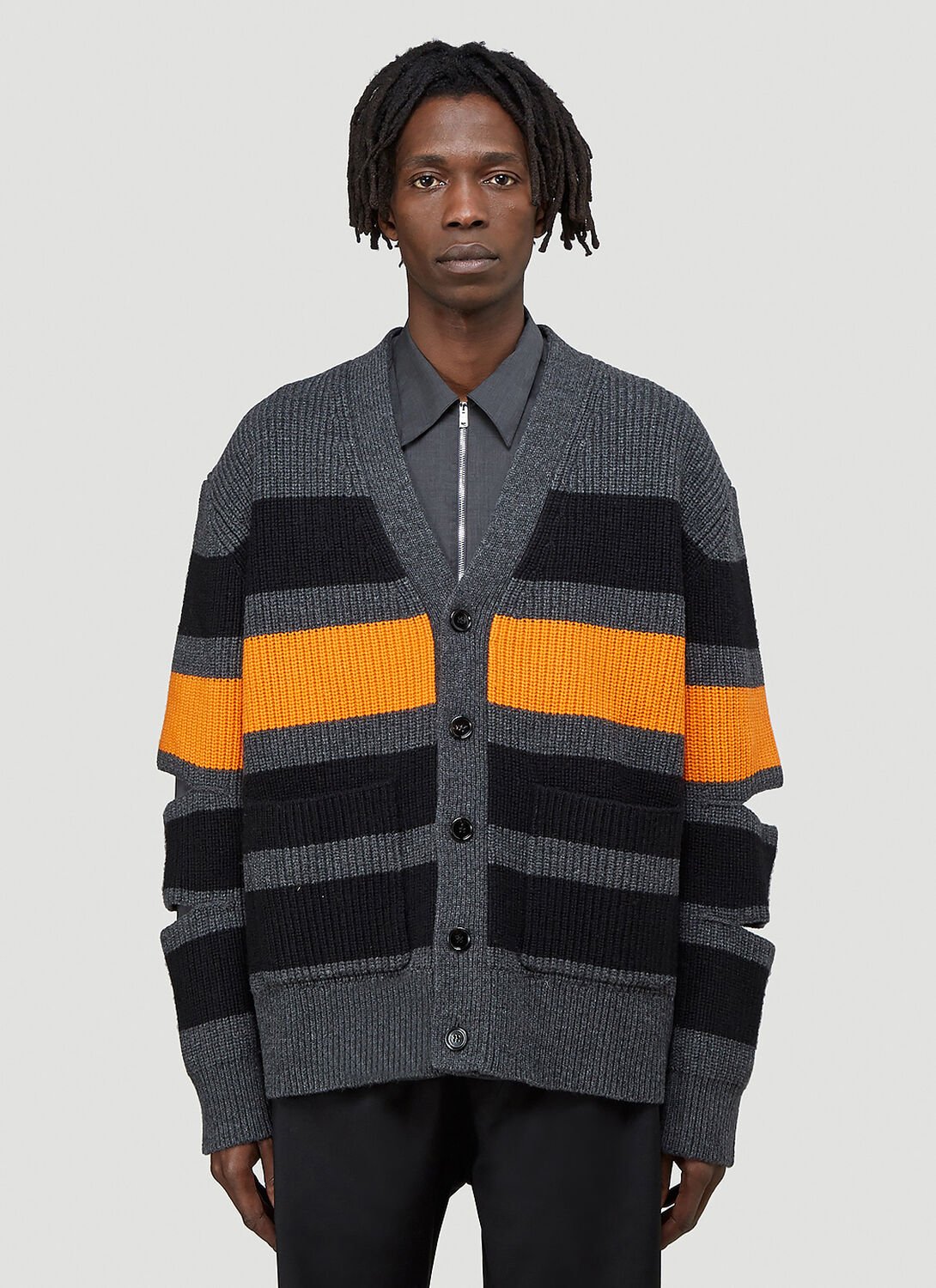 Shop Burberry Maton Knitted Cardigan In Grey