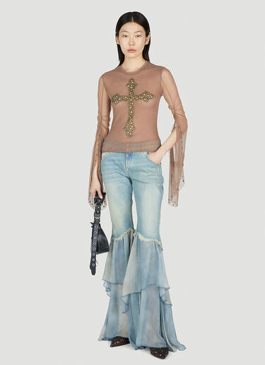 Embellished Cross Top Blumarine Embellished Cross Top Brown blm0252017