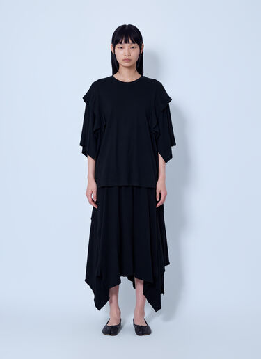 LN-CC® - Yohji Yamamoto: Draped Handkerchief Skirt - Black Yohji Yamamoto Draped Handkerchief Skirt Black yoy0263024