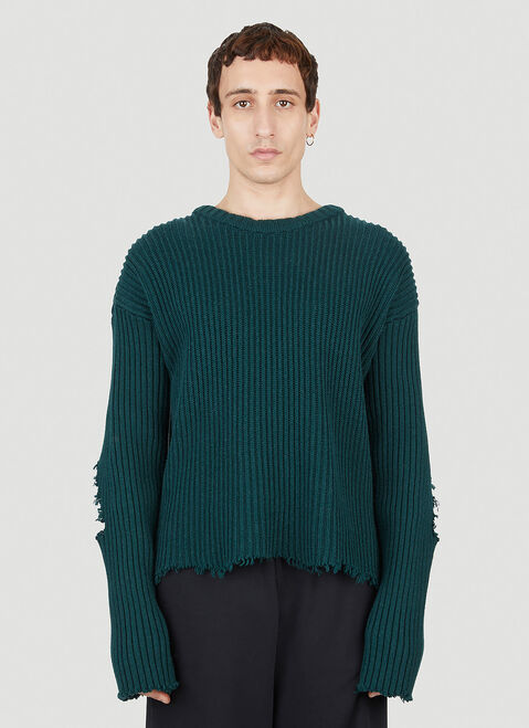 MM6 Maison Margiela 디스트레스트 스웨터 Black mmm0152006
