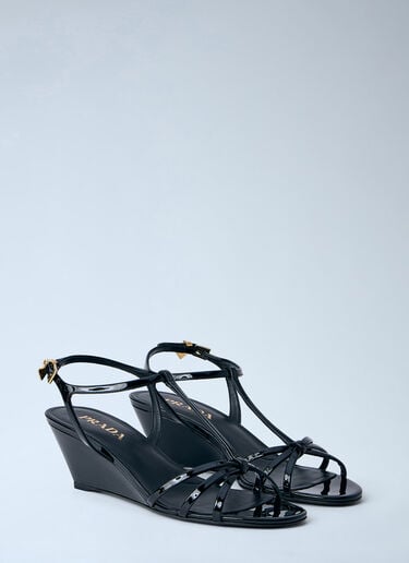 Prada Strappy Wedge Sandals Black pra0264010