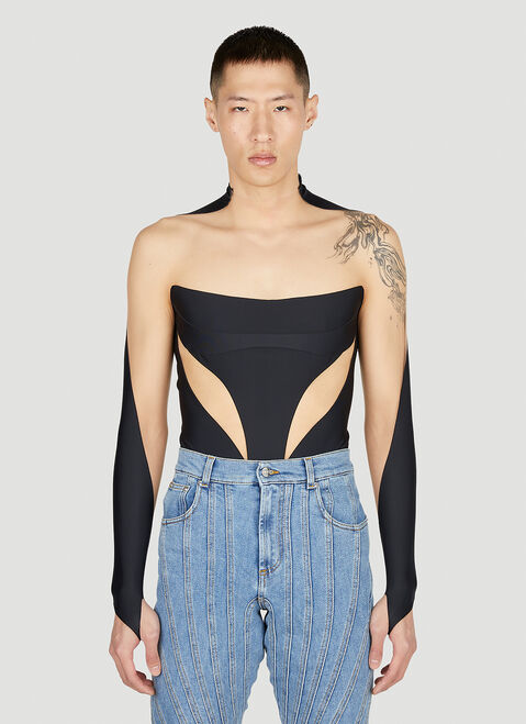 Mugler Cut Out Illusion Bodysuit Black mug0351001