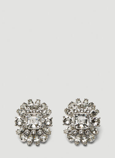 Gucci Embellished Interlocking GG Clip-On Earrings Silver guc0250239
