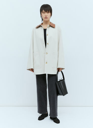 Leather Collar Cotton-Bar Jacket TOTEME Leather Collar Cotton-Bar Jacket White tot0256014