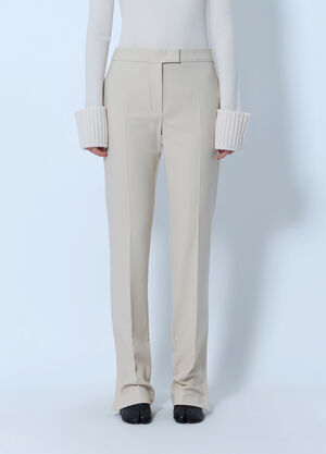 Sportmax Tailored Wool Grain-de-Poudre Trousers Beige spx0266209