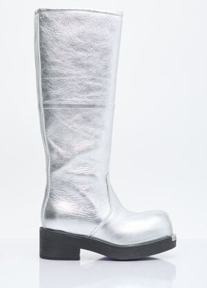 MM6 Maison Margiela Knee-High Metallic Boots Grey mmm0255007