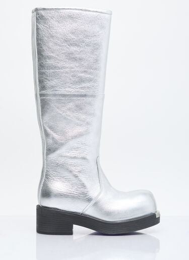 MM6 Maison Margiela Knee-High Metallic Boots Silver mmm0254016