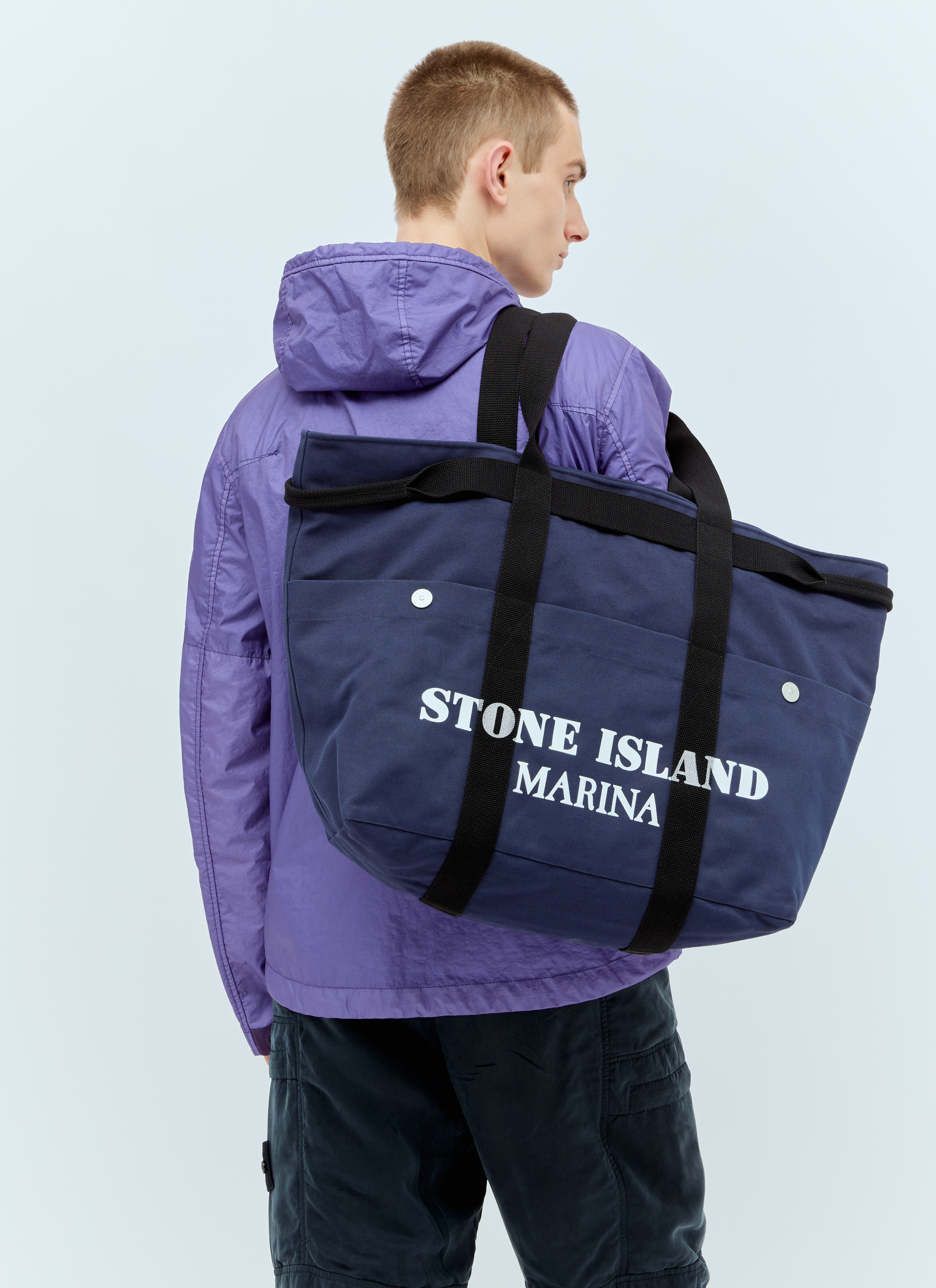 Stone Island 마리나 캔버스 토트백 그레이 sto0156026